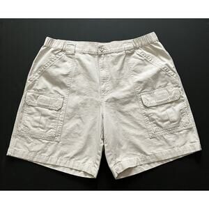 Mens Savane Canvas Cargo Shorts Sporty Flat Front 6 Pockets Light Khaki 40